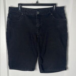 D Jeans 16W Black Shorts Stretch Comfort Plus Size Long Inseam Womens Bermuda